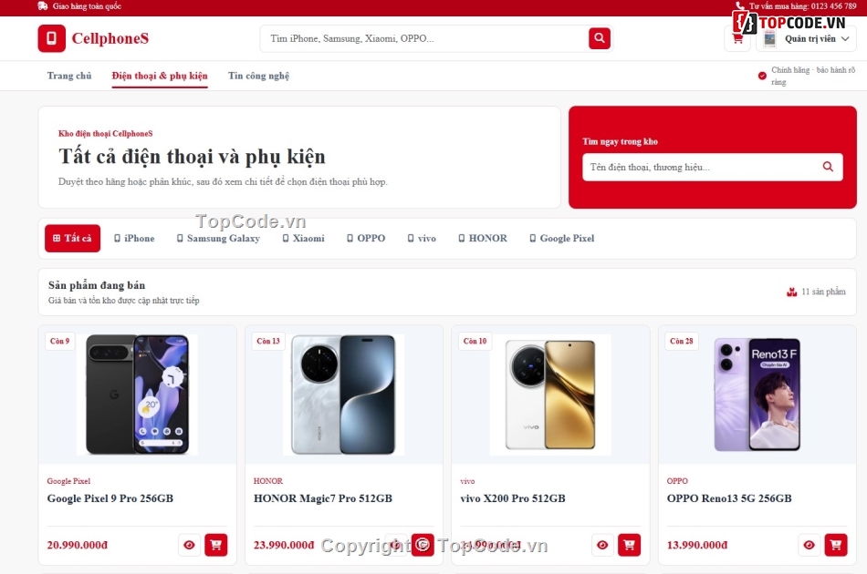 full báo cáo,báo cáo,web bán điện thoại